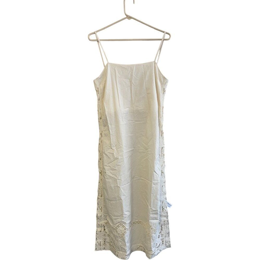 Zara Home Womens Dress S Small White Cotton Sleeveless Lace Trim 3115/121 NWT